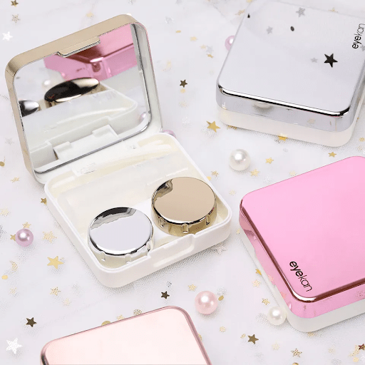 Boîtier à lentilles avec miroir rose gold