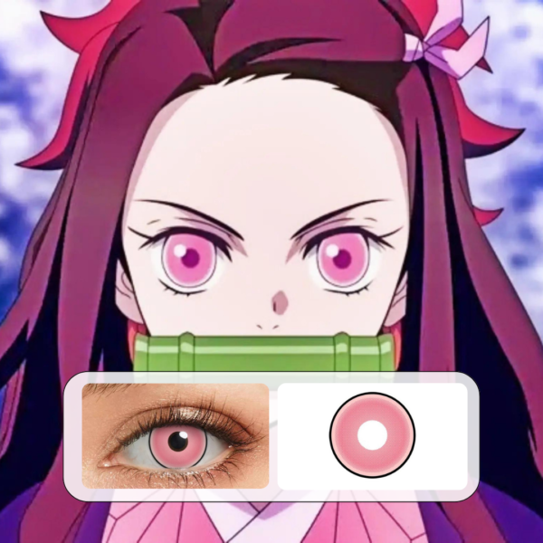 Lentilles Roses Nezuko Demon Slayer - 1 an – Image 3